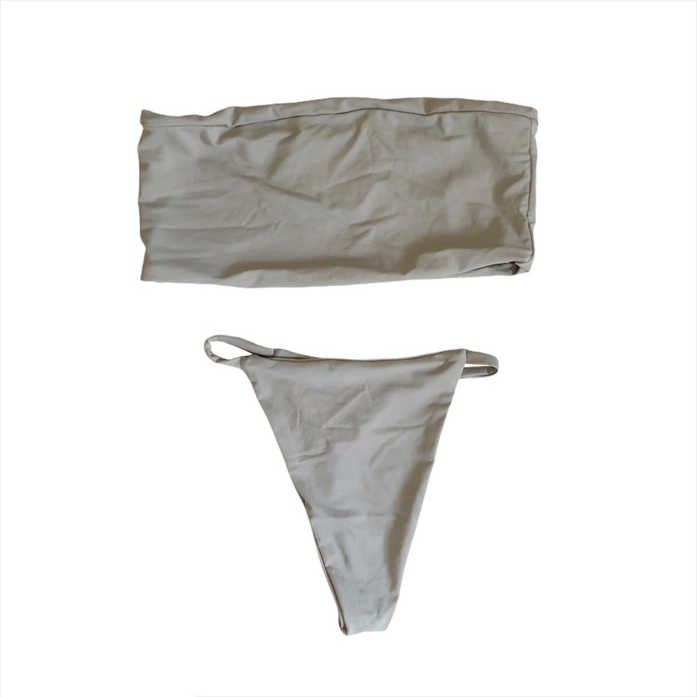 AEXAE Gray Bikini Bandeau Thong Set L